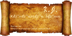 Körösztös János névjegykártya